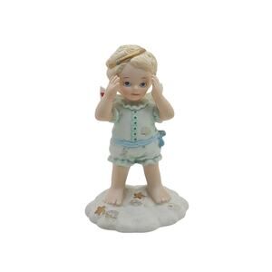Vtg 1995 Peek-A-Boo in the Clouds Signed Katherine Stevenson Porcelain Figurine
